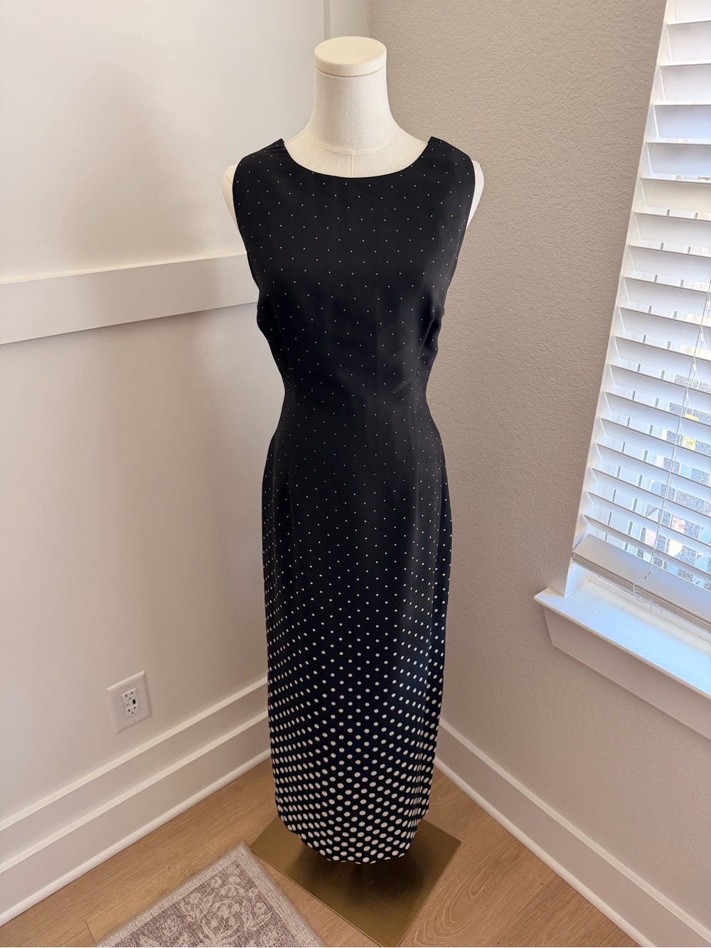 Maggy London Black & White Polka Dot Midi Dress – Size 10